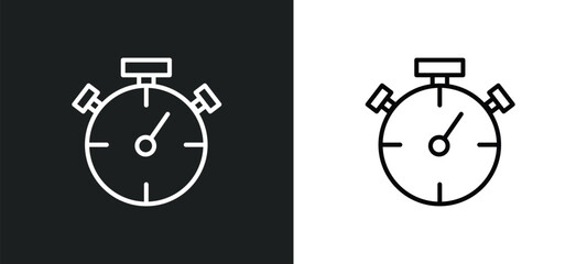 stopclock line icon in white and black colors. stopclock flat vector icon from stopclock collection for web, mobile apps and ui.