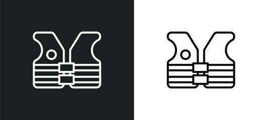 lifejacket line icon in white and black colors. lifejacket flat vector icon from lifejacket collection for web, mobile apps and ui. - obrazy, fototapety, plakaty