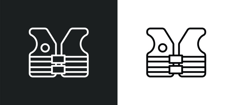 lifejacket line icon in white and black colors. lifejacket flat vector icon from lifejacket collection for web, mobile apps and ui.