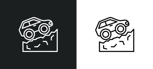 off road line icon in white and black colors. off road flat vector icon from off road collection for web, mobile apps and ui.