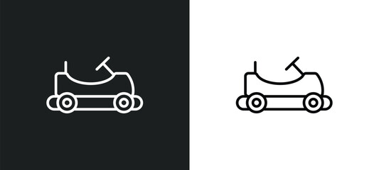 go kart line icon in white and black colors. go kart flat vector icon from go kart collection for web, mobile apps and ui.