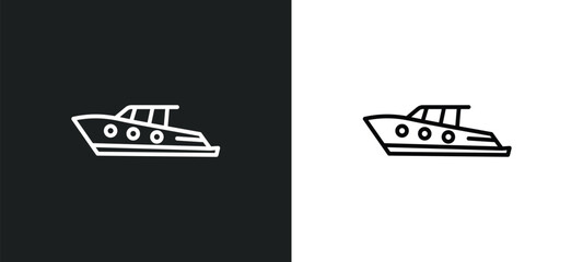 yacht navigate line icon in white and black colors. yacht navigate flat vector icon from yacht navigate collection for web, mobile apps and ui.