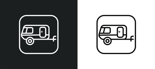 caravan line icon in white and black colors. caravan flat vector icon from caravan collection for web, mobile apps and ui.