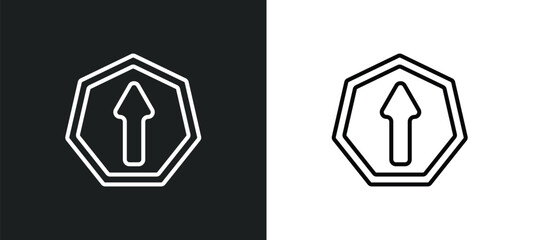 ahead only line icon in white and black colors. ahead only flat vector icon from ahead only collection for web, mobile apps and ui.