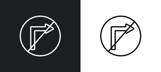 no turn line icon in white and black colors. no turn flat vector icon from no turn collection for web, mobile apps and ui.