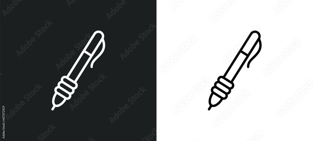 Poster writing tools line icon in white and black colors. writing tools flat vector icon from writing tools