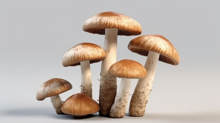 A variety of mushrooms arranged on a wooden tabletop