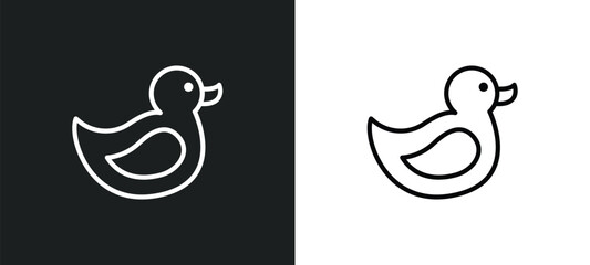 duck toy line icon in white and black colors. duck toy flat vector icon from duck toy collection for web, mobile apps and ui.