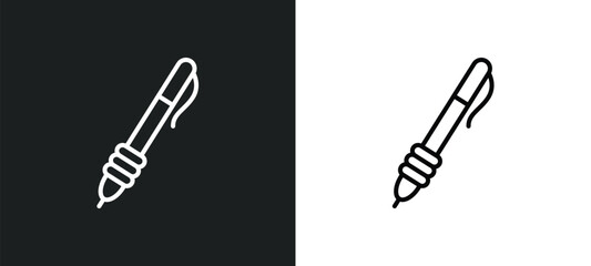writing tools line icon in white and black colors. writing tools flat vector icon from writing tools collection for web, mobile apps and ui.