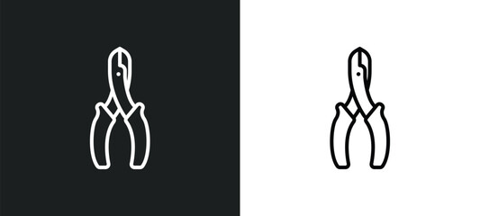 wire cutter line icon in white and black colors. wire cutter flat vector icon from wire cutter collection for web, mobile apps and ui.