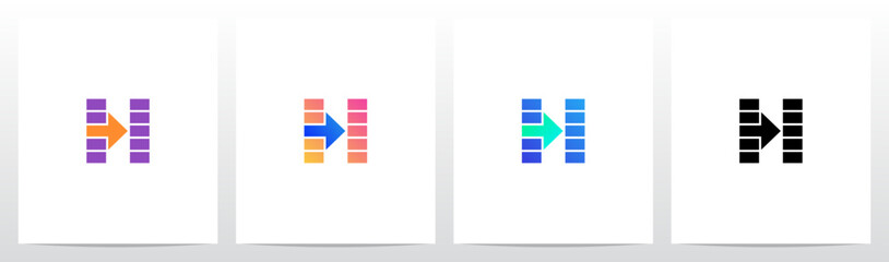 Rectangles And Arrow Letter Logo Design H