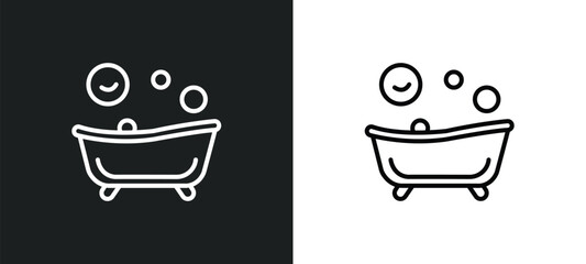 bath tub line icon in white and black colors. bath tub flat vector icon from bath tub collection for web, mobile apps and ui.