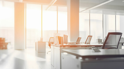 Empty interior of modern office with sun light, copy space,