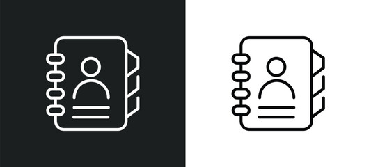 telephone agenda line icon in white and black colors. telephone agenda flat vector icon from telephone agenda collection for web, mobile apps and ui.