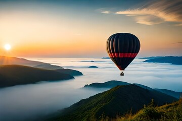 hot air balloon in the sky by AI generating