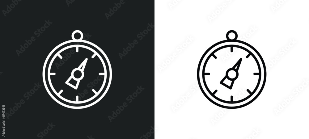 Poster stopwatch running line icon in white and black colors. stopwatch running flat vector icon from stopw