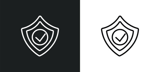 Fototapeta na wymiar safe shield protection line icon in white and black colors. safe shield protection flat vector icon from safe shield protection collection for web, mobile apps and ui.