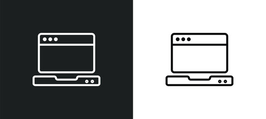 Obraz premium open laptop line icon in white and black colors. open laptop flat vector icon from open laptop collection for web, mobile apps and ui.
