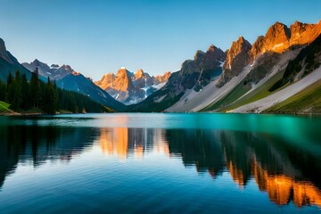 sunrise over the mountains by AI generating