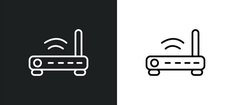 routers line icon in white and black colors. routers flat vector icon from routers collection for web, mobile apps and ui.