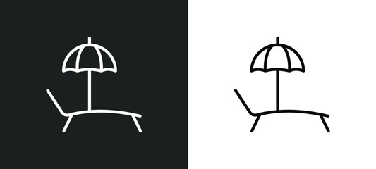 beach chair line icon in white and black colors. beach chair flat vector icon from beach chair collection for web, mobile apps and ui.