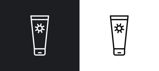 sun cream line icon in white and black colors. sun cream flat vector icon from sun cream collection for web, mobile apps and ui.