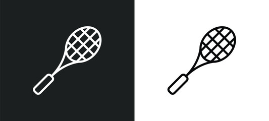 rackets line icon in white and black colors. rackets flat vector icon from rackets collection for web, mobile apps and ui.
