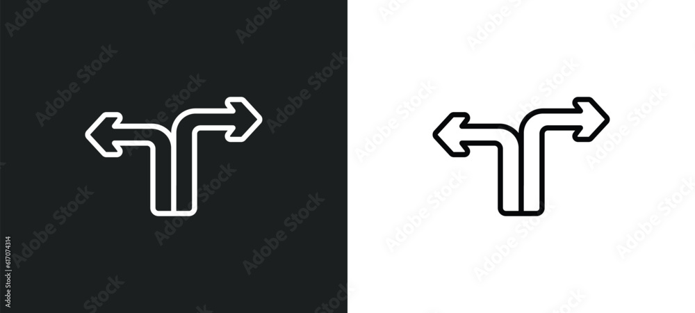 Poster decision line icon in white and black colors. decision flat vector icon from decision collection for