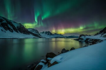 sunrise over the mountains at night by AI generating