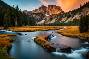 autumn in the mountains by AI generating