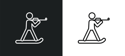 biathlon line icon in white and black colors. biathlon flat vector icon from biathlon collection for web, mobile apps and ui.