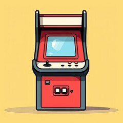 A vibrant icon of an arcade machine, representing retro gaming, entertainment, and nostalgia. Generative AI.