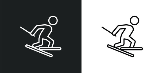slalom line icon in white and black colors. slalom flat vector icon from slalom collection for web, mobile apps and ui.