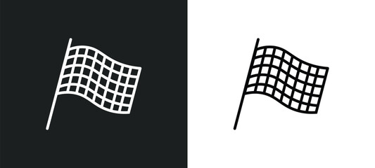 chequered flag line icon in white and black colors. chequered flag flat vector icon from chequered flag collection for web, mobile apps and ui.