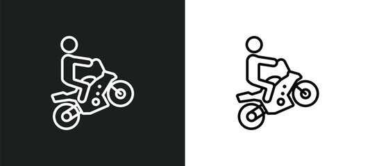 motocross line icon in white and black colors. motocross flat vector icon from motocross collection for web, mobile apps and ui.