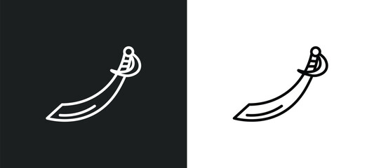 Obraz premium saber line icon in white and black colors. saber flat vector icon from saber collection for web, mobile apps and ui.