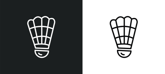 shuttlecock line icon in white and black colors. shuttlecock flat vector icon from shuttlecock collection for web, mobile apps and ui.