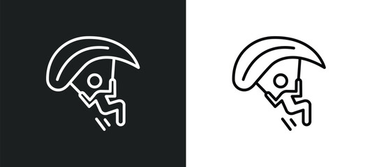 paragliding line icon in white and black colors. paragliding flat vector icon from paragliding collection for web, mobile apps and ui. - obrazy, fototapety, plakaty