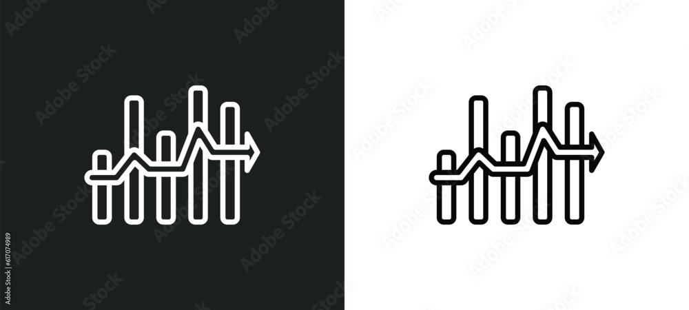 Poster chart line icon in white and black colors. chart flat vector icon from chart collection for web, mob