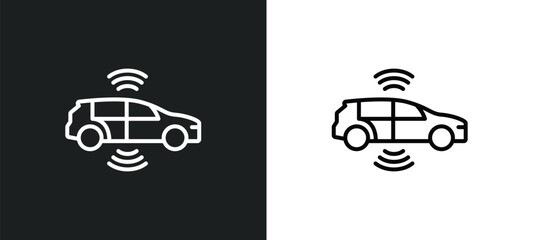 autonomous car line icon in white and black colors. autonomous car flat vector icon from autonomous car collection for web, mobile apps and ui.