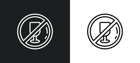 no drinks line icon in white and black colors. no drinks flat vector icon from no drinks collection for web, mobile apps and ui.