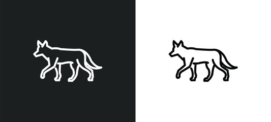 jackal line icon in white and black colors. jackal flat vector icon from jackal collection for web, mobile apps and ui. - obrazy, fototapety, plakaty