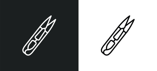 thread nippers line icon in white and black colors. thread nippers flat vector icon from thread nippers collection for web, mobile apps and ui.