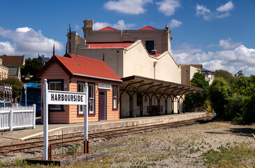 Harbourside, a small tourist train station in Oamaru, New Zealand