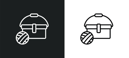sewing basket line icon in white and black colors. sewing basket flat vector icon from sewing basket collection for web, mobile apps and ui.