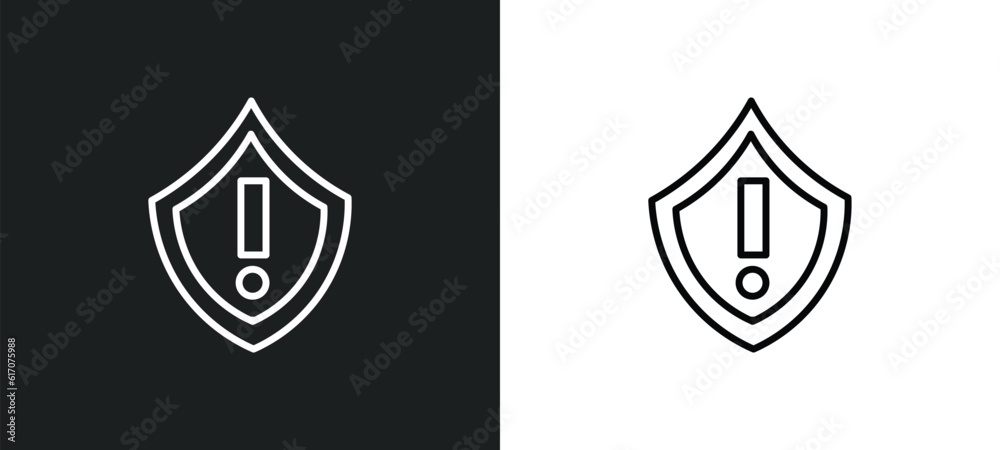 Poster security warning line icon in white and black colors. security warning flat vector icon from securit
