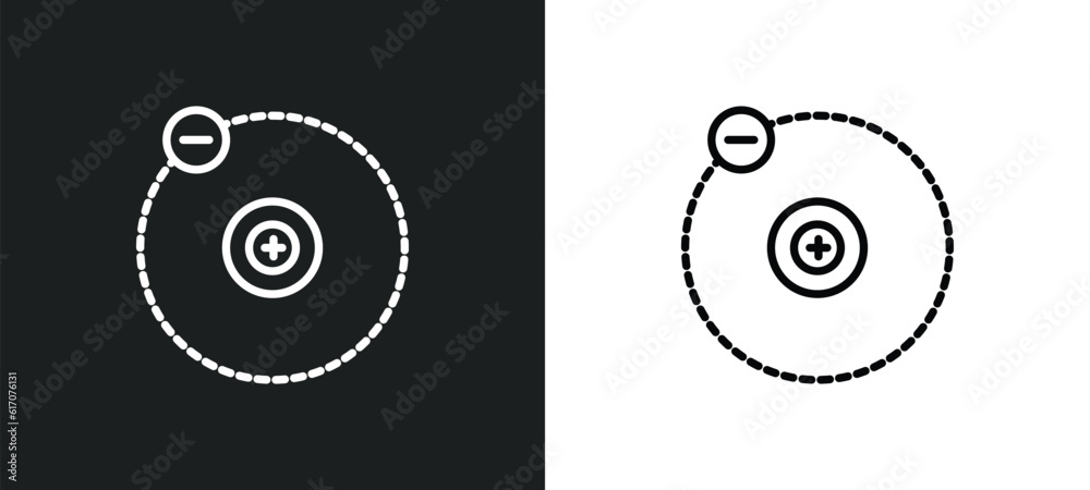 Poster electron line icon in white and black colors. electron flat vector icon from electron collection for