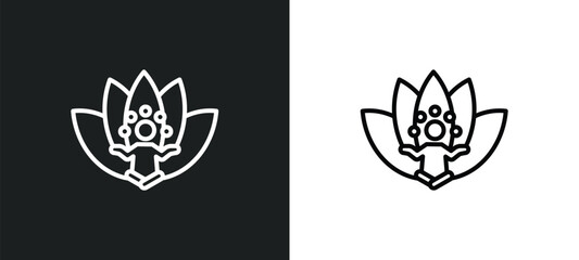 lotus position line icon in white and black colors. lotus position flat vector icon from lotus position collection for web, mobile apps and ui.