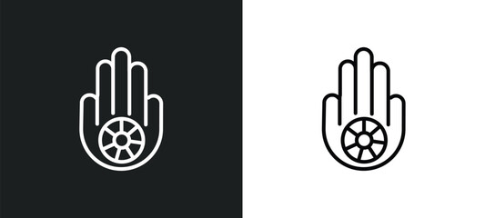 jainism line icon in white and black colors. jainism flat vector icon from jainism collection for web, mobile apps and ui.
