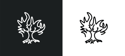 burning bush line icon in white and black colors. burning bush flat vector icon from burning bush collection for web, mobile apps and ui.